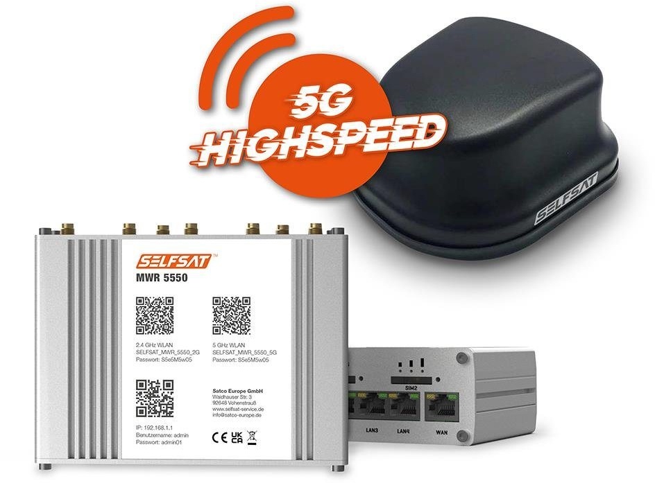 Selfsat SELFSAT MWR 5550 (4G / LTE / 5G & WLAN Internet Router bis 3,3 Gbps Mobilfunkantenne