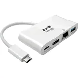 Eaton Power Quality Eaton Usb-c Multiport Adapter - Hdmi Usb 3.0 Port Gbe 60w Pd Charging Hdcp White (u444-06n