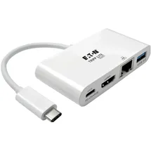 Eaton Power Quality Eaton Usb-c Multiport Adapter - Hdmi Usb 3.0 Port Gbe 60w Pd Charging Hdcp White (u444-06n