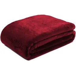 Wohndecke GÖZZE "Merino Wendewohndecke", rot (karminrot), B:150cm L:200cm, Polyester, Wohndecken, kuschelig weich