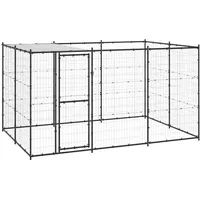 vidaXL Outdoor-Hundezwinger mit Überdachung 7,26 m2 Stahl Schwarz