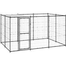 vidaXL Outdoor-Hundezwinger mit Überdachung 7,26 m2 Stahl Schwarz