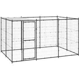 vidaXL Outdoor-Hundezwinger mit Überdachung 7,26 m2 Stahl Schwarz