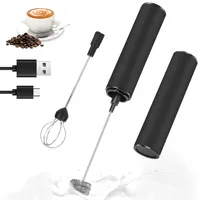 ONEVER Elektrischer Milchaufschäumer, ONEVER USB Wiederaufladbar Milchschäumer Schneebesen mit 2-Gang-Selbststeuerung, Handheld Milk Frother ür Kaffee Latte, Cappuccino, Mokka, Macchiato, Frappe