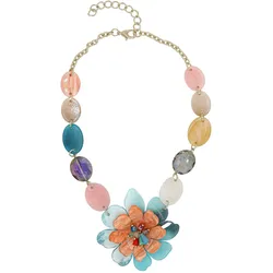 Kette mit Anhänger "Floralis", Damen, Gr. one size, Acryl, bunt (multi), COLLEZIONE ALESSANDRO, Basic, Halsketten, Statement Blumen Schmuck