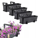 Kadax Balkonkasten Set aus Kunststoff, 60cm, Anthrazit