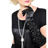 Goods+Gadgets Kostüm-Perücke GOODS+GADGETS Charleston Kostüm Perücke 1920er mit Perlen & Handsch, Blonde Kurzhaar-Perrücke, Perlenkette, Handschuhe