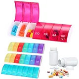 Sporgo Tablettenbox 7 Tage 4 Stück: Pillendose 7 Tage Deutsch Regenbogen Medikamentenbox 7 Tage, Tragbarer Pillenbox 7 Tage Tabletten Organizer für Medikamente, Vitamine, Fischöl usw. (A)