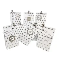 Frau Wundervoll Adventskalender Weihnachtszeit, Blockbodenbeutel weiß, silberne Sterne, Ziffern