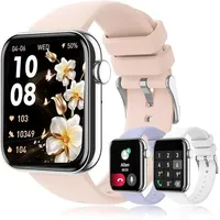 Smartwatch für Damen Herren mit Telefonfunktion mit Pulsmesser SpO2 Schlafmonitor Schrittzähler IP68 Wasserdicht,120+ Sportmodi Fitness Tracker - Silber