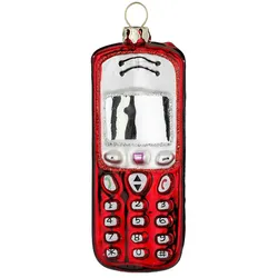 Christbaumschmuck Glas 9,5cm Mobiltelefon Figur Handbemalt Weihnachtsbaum Anhänger Weihnachten Christbaumanhänger Weihnachtsbaumschmuck Telefon Rot