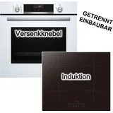 Bosch Backofen-Set weiß + PKM Induktionskochfeld Booster Touch Slider