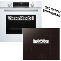 Bosch Backofen-Set weiß + PKM Induktionskochfeld Booster Touch Slider
