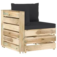 vidaXL Modulares Ecksofa mit Kissen Grün Imprägniertes Holz