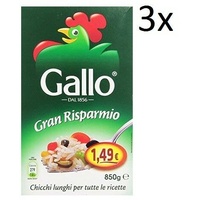 3x Riso Gallo Gran Risparmio Lange Bohnen Reis 850 g Italienisch Parboiled