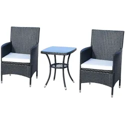 Outsunny Gartenmöbel-Set Metall, PE-Rattan, Polyester, Schaumstoff