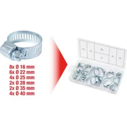 KS Tools Sortiment Schlauchschellen, Ø 16-40mm, 26-teilig