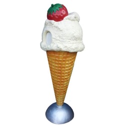 Casa Padrino Luxus Deko Eis im Hörnchen / Abfalleimer Mehrfarbig H. 170 cm - Großes Deko Eis - Wetterbeständiges XXL Deko Eis - Gastronomie Dekoration - Eisdielen Dekoration - Restaurant Dekoration