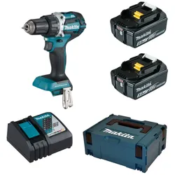 Makita Akku Bohrschrauber Bohren Schrauben Makpac 18V 2x5,0Ah 54Nm DDF484RTJ