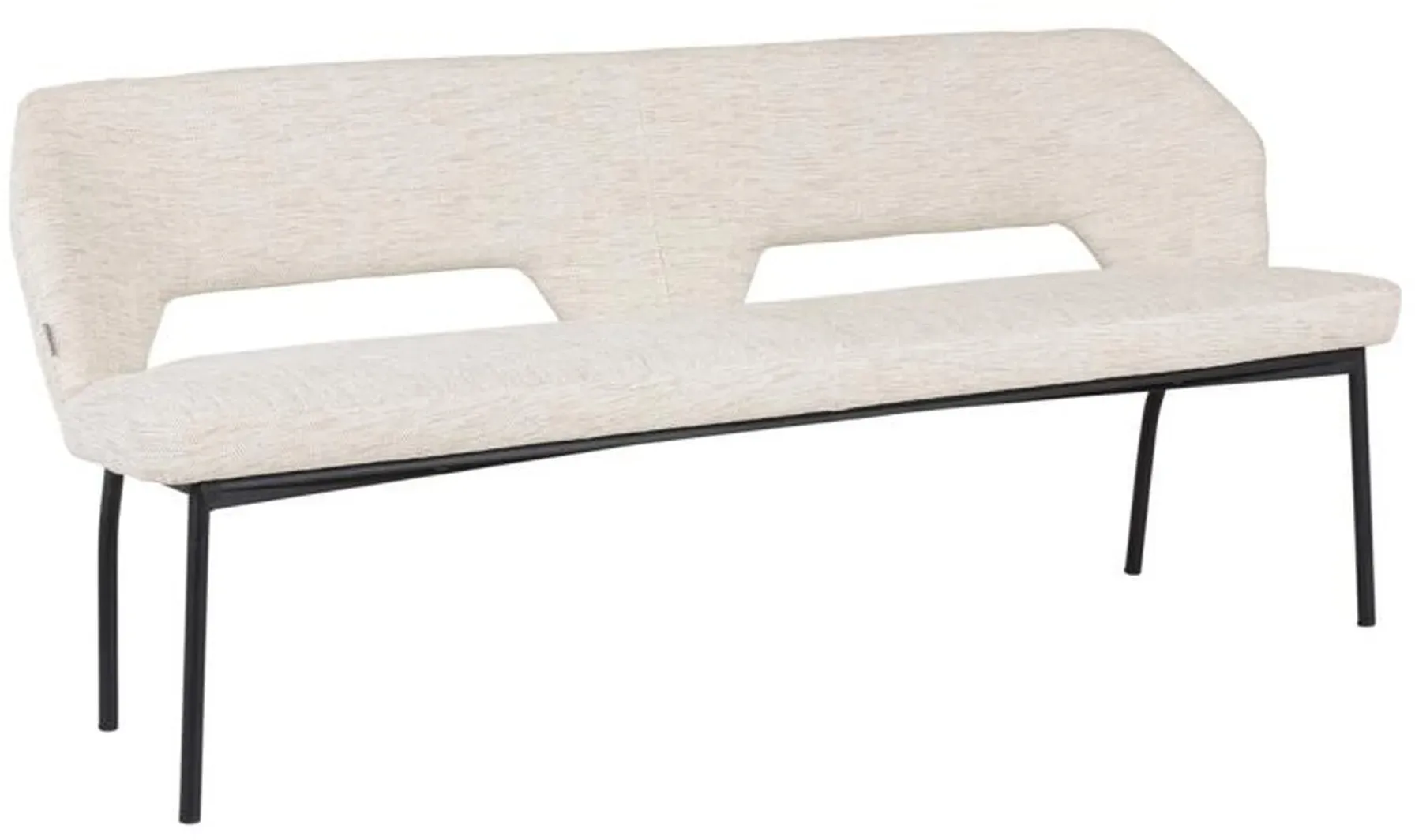 Bank Bloom 190 cm Stoff, modern gepolstert, Natur, für 3–4 Personen, Metallgestell