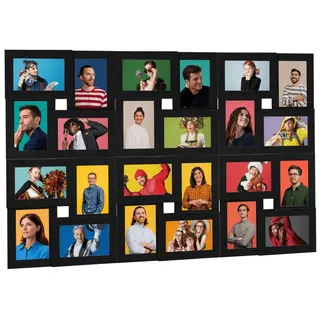vidaXL Collage Bilderrahmen für 24x(13x18 cm) Fotos Schwarz MDF