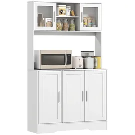 Homcom Küchenschrank Hochschrank Buffetschrank mit Arbeitsplatte 35 x 180 x 108 cm Weiß