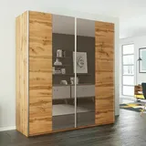 Schiebetürenschrank PRAGA 200 cm , Kleiderschrank Schiebetür Schlafzimmer , ( EICHE WOTAN )