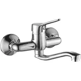 BADLAND Waschtischarmatur Wasserhahn Wand TIBI Mischbatterie für Badezimmer in Chrom