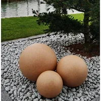 Trango 3er Set 23400SB IP65 Gartenkugel 20/30/40cm Durchmesser in Sandstein-Optik Kugelleuchte inkl. je 1x 4 Watt E27 LED Leuchtmittel & ca. 5 Meter IP44 Kabel, Gartenleuchte, Leuchtkugel, Gartenlampe