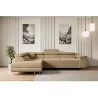 altdecor Ecksofa Velours mit Schlaffunktion 2-Sitzer Beige