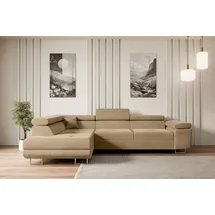 altdecor Ecksofa Velours mit Schlaffunktion 2-Sitzer Beige