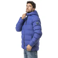 Cipo & Baxx "Jacke", Herren, Gr. M, blau, Stoff, 100% Polyester, unifarben, regular fit normal, Jacken Winterjacke, im Steppdesign