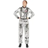 P'TIT CLOWN - 21108 - Astronauten-Kostüm für Damen - Kostüm für Erwachsene - Perfekt für Karneval, Kostümpartys und Themenveranstaltungen - Bequem und realistisch - Polyester - Grau - Größe S/M