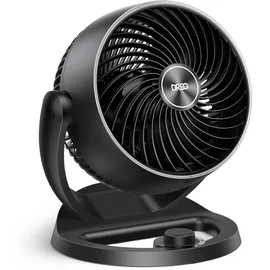 DREO 28dB Leiser Tischventilator, 21M Windentfernung Ventilator mit Kühlung 3-Geschwindigstufe 120° verstellbar Neigungswinkel Turbo-Luftzirkulator, geeignet für Schlafzimmer Büro, Fox One, Schwarz