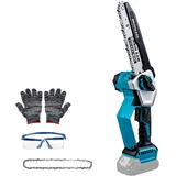 Kettensäge 8 Zoll Akku Kettensäge kompatibel mit Makita 18V, Bürstenloser Motor 5600U/min, Werkzeuglose Kettenspannung Digitaler Akkuanzeige, Elektro Kettensäge für Gartenscheren Holzschneiden