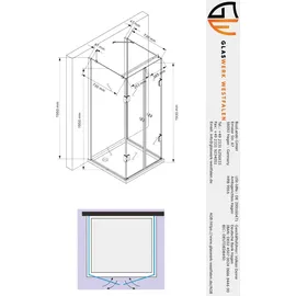Buylando Glaswerk Westfalen- Emma 80x80x80cm U-Duschkabine Gold