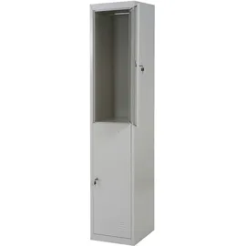 Mendler Schließfach HWC-G88, Schließfachschrank Wertfachschrank Spind, Metall 185x38x45cm grau
