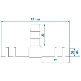 mobilibrico Schlauchverbinder T-Stück 8 mm 2 Stück weiß