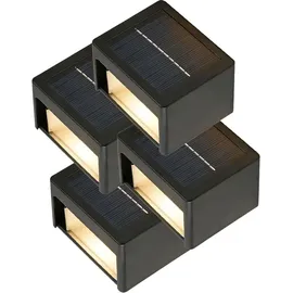 ideoon lights 4er Set LED Solar Wandleuchte Kunststoff 9,0 cm inkl. Akku & Sensor Warmweiss/Kaltweiss