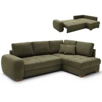 Ecksofa - green - Boxspringfederung - Liegefunktion - Holzfüße Sofa