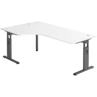Bümö Schreibtisch Weiß, Graphit, Nachbildung, Rechteckig, 200x74x120 cm, FSC