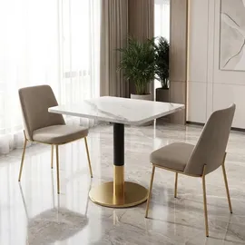stilvora Küchentisch 80 x 75 x 60 cm Weiß/Schwarz/Gold