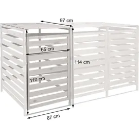Mendler XL 1er-/2er-Mülltonnenverkleidung Erweiterung HWC-H62, Mülltonnenbox, 114x67x97cm Massiv-Holz ~ hellgrau