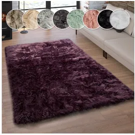 Paco Home Kunstfell Fellteppich Imitat Sitzkissen Herzform Rund Verschiedene Formen Lila, cm