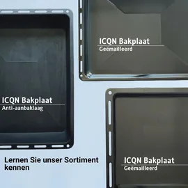 ICQN Tiefes Backblech & Gitter Set 455 × 375 × 60 mm Extra Tiefe, Kompatibel mit Bosch, Siemens, Constructa & Neff, Emaillierte Fettpfanne & Verchromtes Gitter für Backofen & Herd