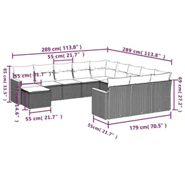 vidaXL Gartensofa-Set 12-tlg. schwarz