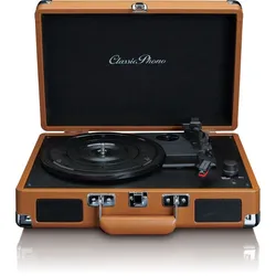 LENCO Classic Phono TT-10 Kofferplattenspieler, braun.