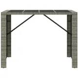 vidaXL Bartisch mit Glasplatte Grau 145x80x110 cm Poly Rattan