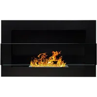 Selsey ASTRALIS - Wandkamin / Bioethanol-Kamin mit Sicherheitsglas, rechteckig, 65 x 40 cm (Schwarz mit Struktur)