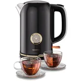 Victoria Wasserkocher 1,7 Liter 2200W Retro-Design Edelstahl-Akzent 360° Drehfuß